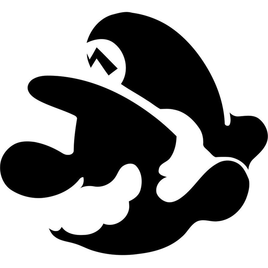 Black and White Mario Logo - Super Mario Bros FREE Printable Pumpkin Stencil! | HauntedPumpkins.com