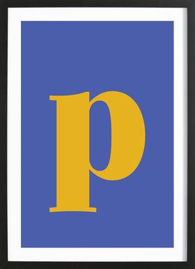 Blue and Yellow P Logo - Blue Letter P as Aluminium Print