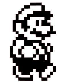 Black and White Mario Logo - Bit Mario Jumping Black And White image