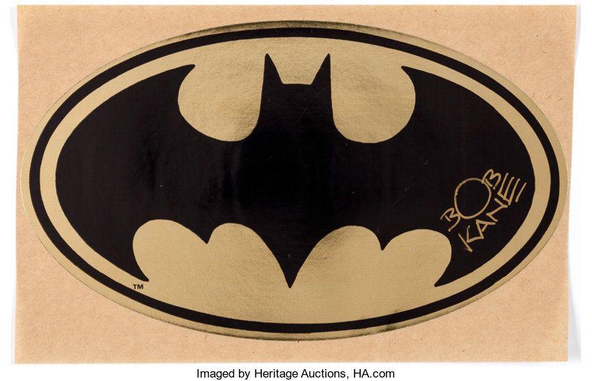 Gold Bat Logo - Batman Bat-Symbol Gold Foil Emblem Signed by Bob Kane | Lot #15936 ...