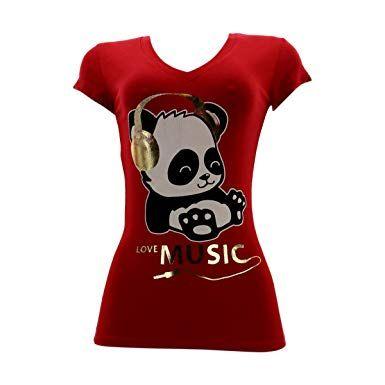 Cool Red X Logo - Sweet N Cool Women's Panda Music Top T-Shirt - Red - Red - X-Large ...