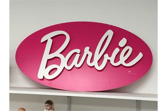 White and Red Oval Logo - Large Mattel Barbie Shop Display Sign: raised Barbie logo in white ...