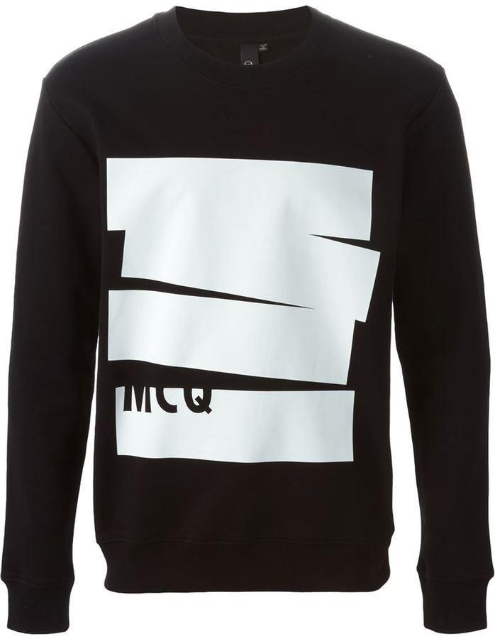 Black and White Striped Logo - McQ by Alexander McQueen Mcq Alexander Mcqueen Striped Logo Print ...