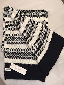 Black and White Striped Logo - New Ladies Calvin Klein Honeycomb Knit Black & White Striped Logo ...