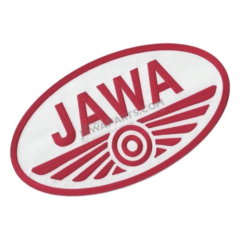 White and Red Oval Logo - Gift Products | Iron-on logo (29,8x16,5cm) WHITE-RED - JAWA ...