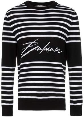 Black and White Striped Logo - Black And White Striped Sweaters For Men - ShopStyle UK