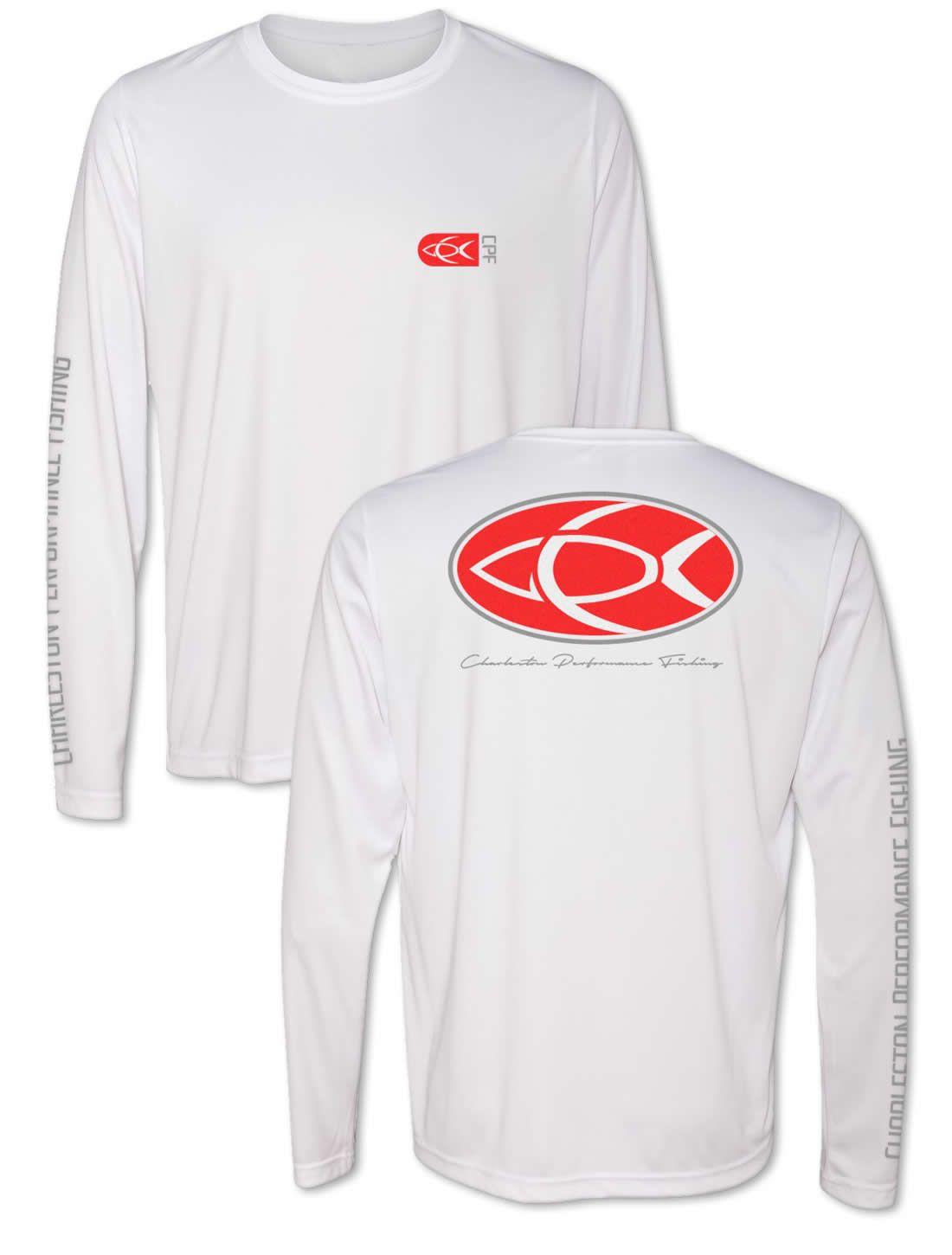 White and Red Oval Logo - Oval Fish Back Red Graphic White Long Sleeve Performance Fishing ...