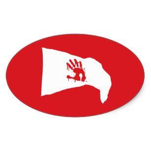 White and Red Hand Logo - Red White Logo Stickers & Labels | Zazzle UK