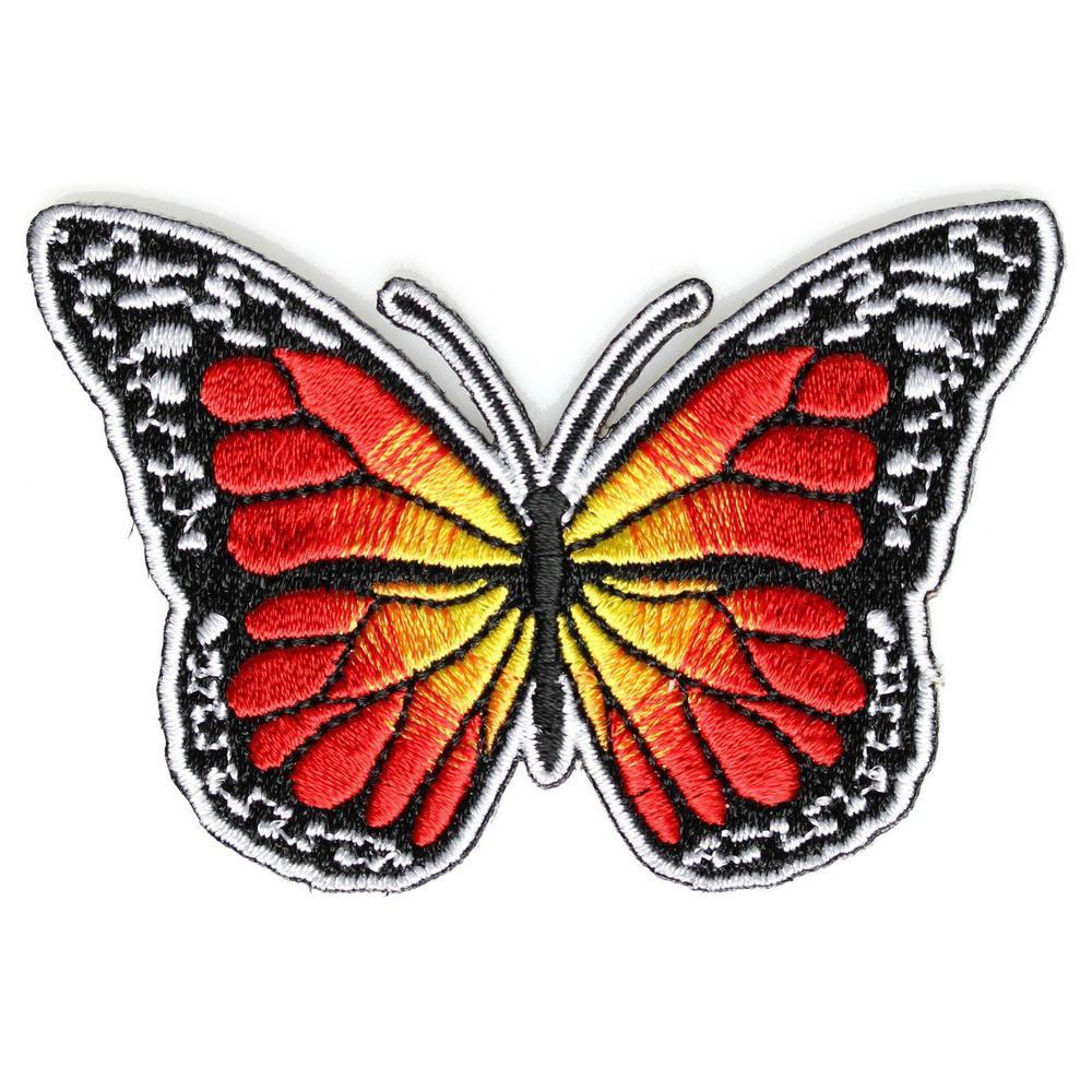 Orange and Red Butterfly Logo - Embroidered Small Orange Red Butterfly Iron on Sew on Patch