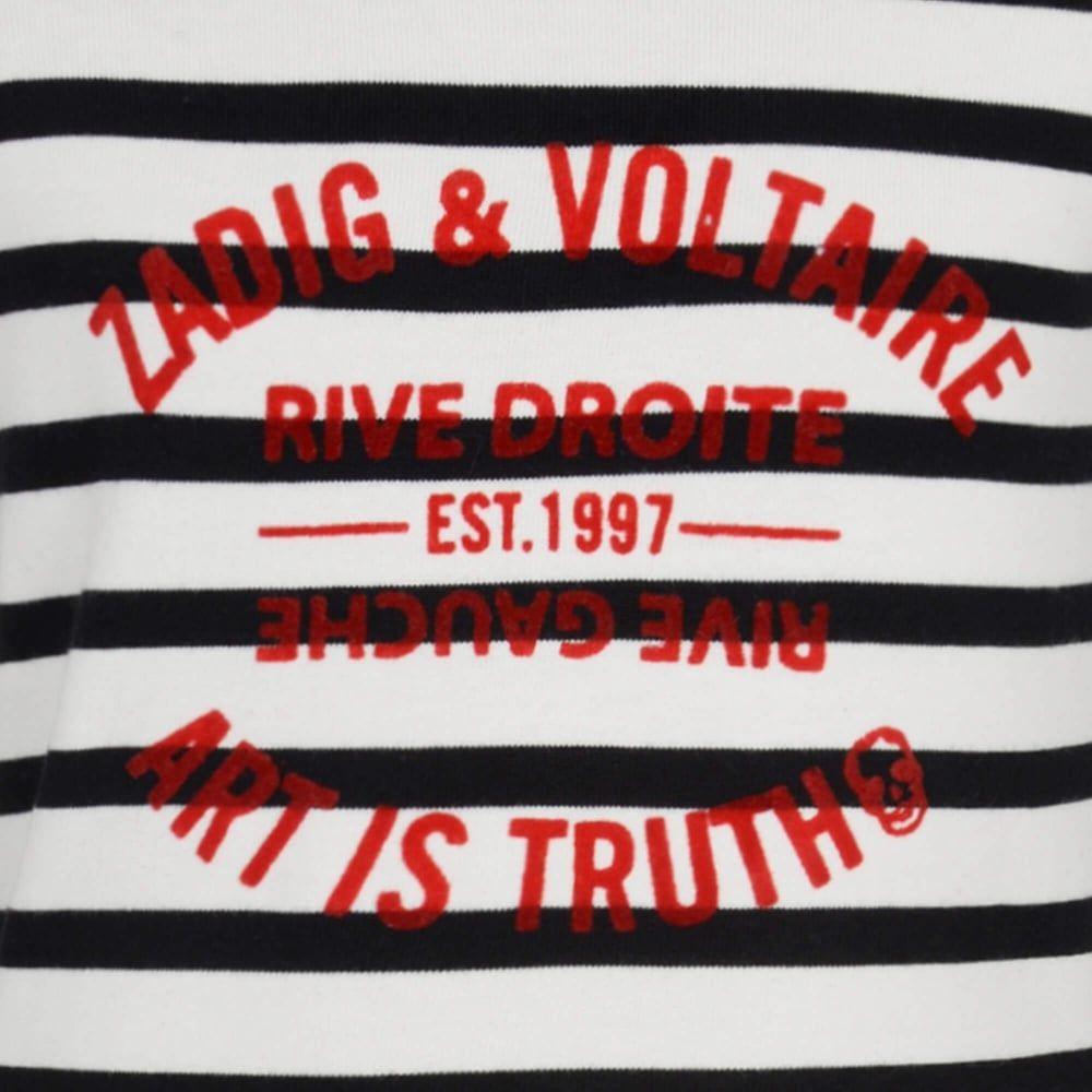 Black and White Striped Logo - Zadig & Voltaire Girls Black and White Striped Long Sleeve T-Shirt ...