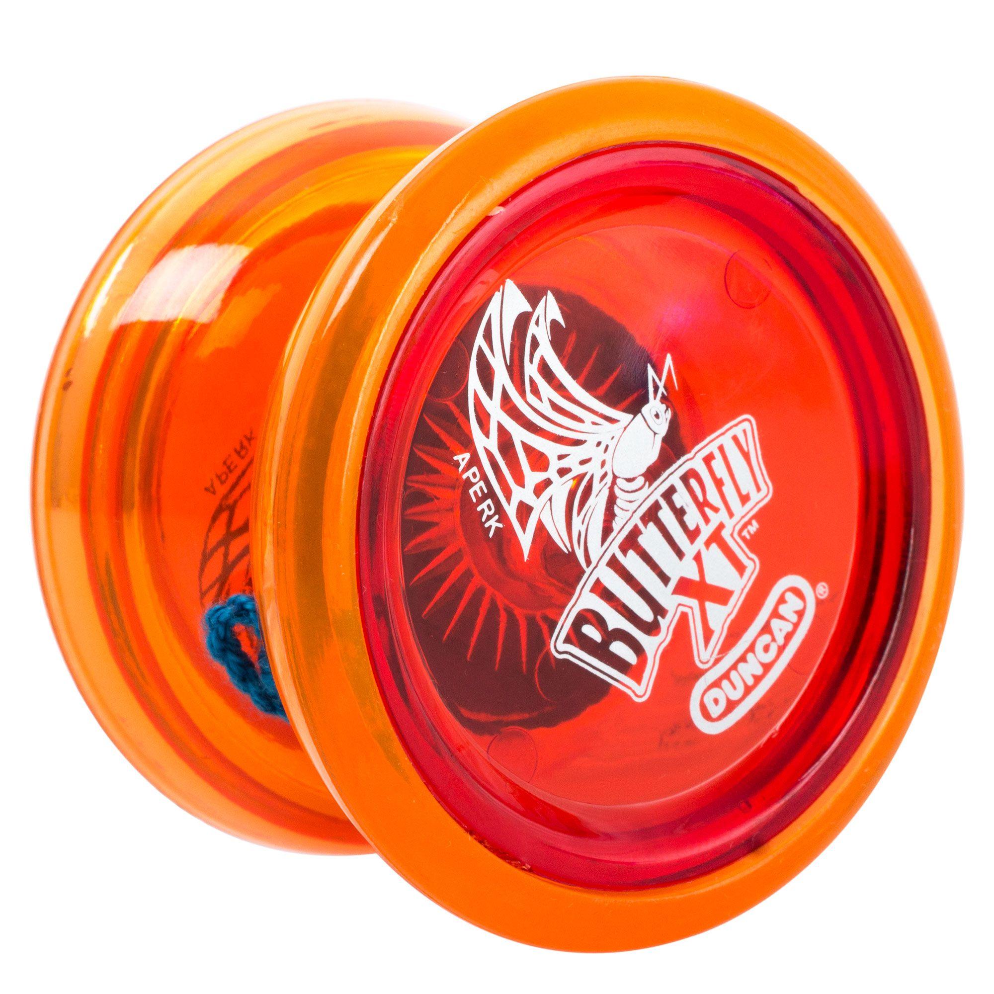 Orange and Red Butterfly Logo - Duncan Butterfly XT Beginner Bear YoYo-Orange Shell/Red Caps ...
