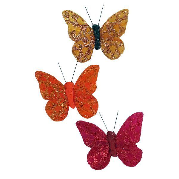 Orange and Red Butterfly Logo - Evideco Feather Butterfly With Magnet Set of 3 Arlequin - Light ...