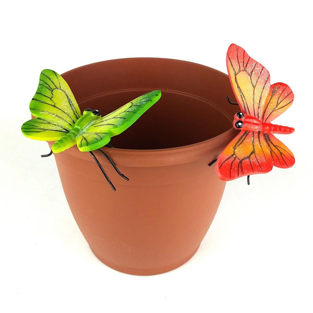 Orange and Red Butterfly Logo - Orange And Green Butterfly Flower Pot Sitter Hanger 2 Piece