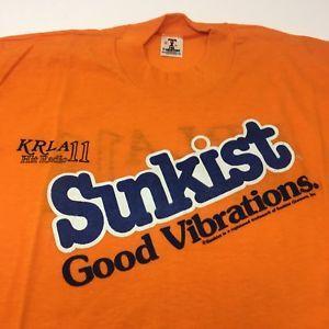 Sunkist Orange Logo - SUNKIST Vintage 70s KRLA 11 The Beatles Radio Station 50/50 Orange T ...