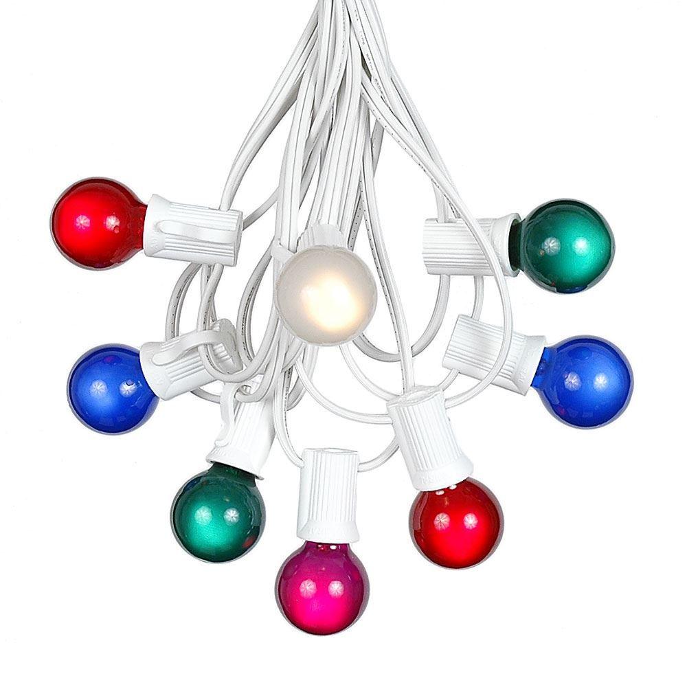 Multi Color Sphere Logo - 100 Multi Colored G30 Globe/Round Outdoor String Light Set on White ...