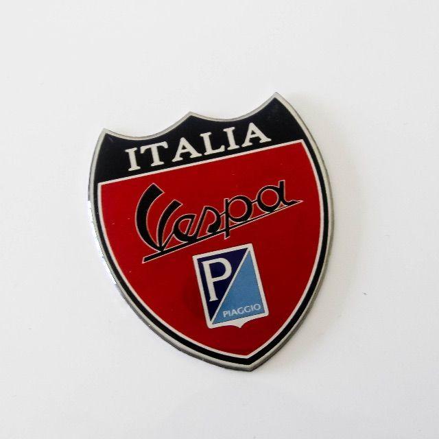 Red Shield Vehicle Logo - Vespa Italia Red Shield Badge, Vintage & Collectibles on Carousell