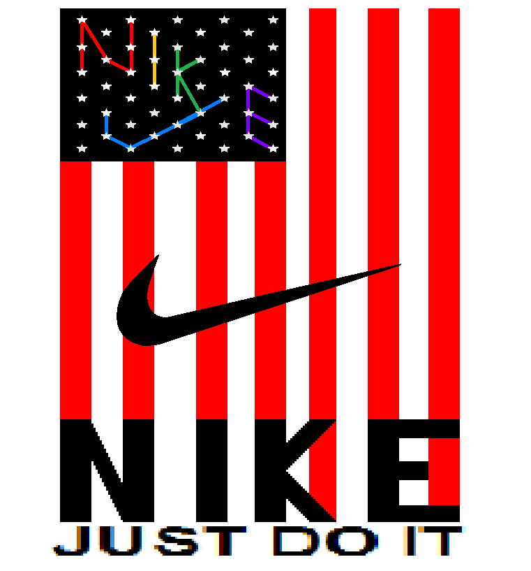 Red White Blue USA Nike Logo - Nike, logo, with U.S.A, flag and stars. Photo. Nike