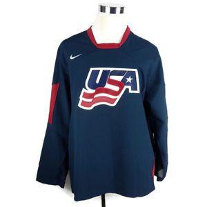 Red White Blue USA Nike Logo - Nike Men's Sz XL Team USA Hockey Jersey Red White Blue Olympics Sewn ...