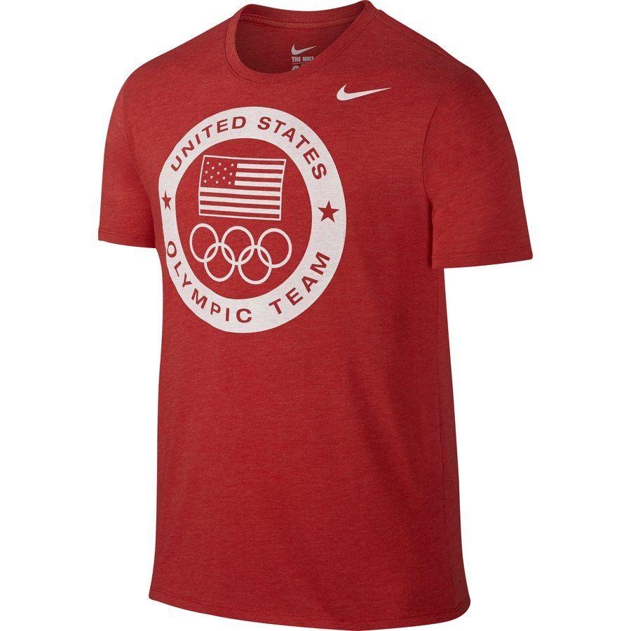 Red White Blue USA Nike Logo - Nike Team USA Red Dri-Blend Logo Performance T-Shirt
