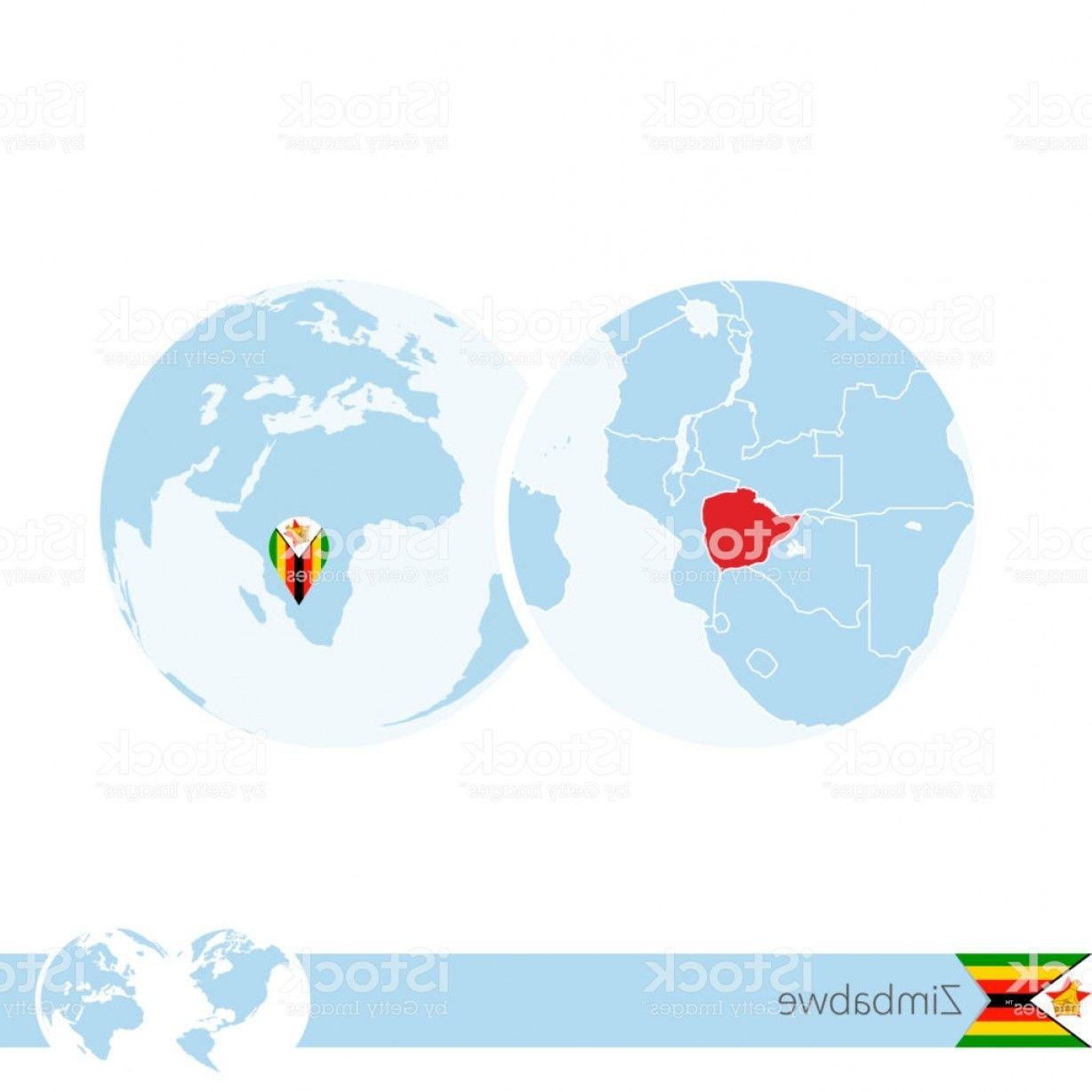 Flags World Globe Logo - Zimbabwe On World Globe With Flag And Regional Map Of Zimbabwe Gm ...