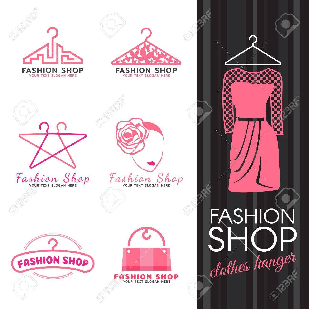 Awesome Woman Logo - Hanging Banner Vector Awesome Fashion Shop Logo Pink Clothes Hanger ...