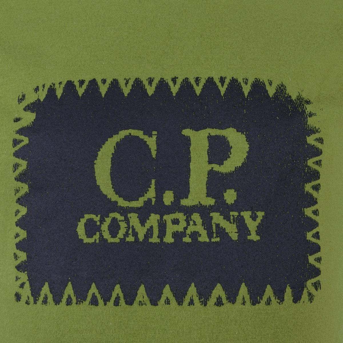 Gray and Green Circle Logo - C.P. Company Green Logo Top