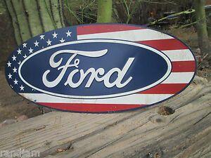 Red White and Blue Oval Logo - FORD OVAL LOGO RED WHITE & BLUE AMERICAN FLAG EMBOSSED DIE CUT
