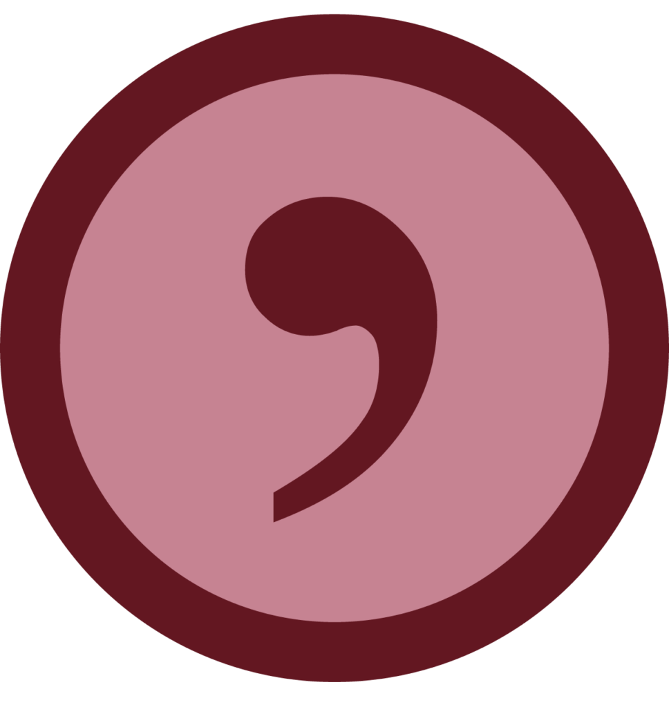 White Circle Red Apostrophe Logo - Punctuation | Basic Reading and Writing