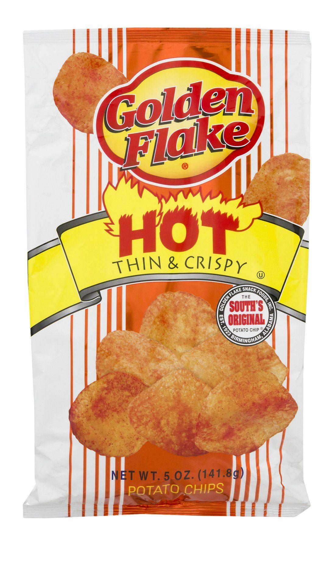 Golden Flake Logo - Golden Flake Thin & Crispy Potato Chips, Hot