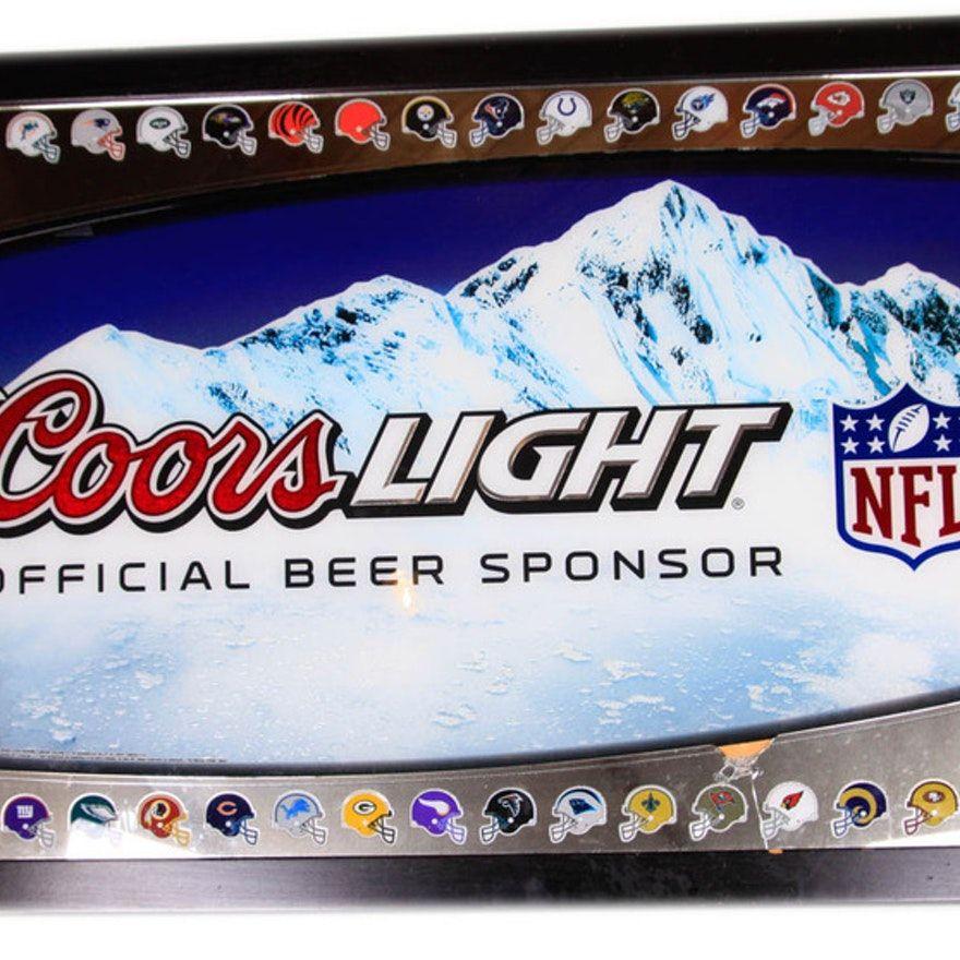 Coors Light Football Logo - Coors Light NFL Football Framed Mirror : EBTH