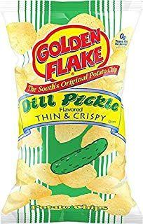 Golden Flake Logo - Golden Flake Dill Pickle Chips-(6) Six 5 oz. bags