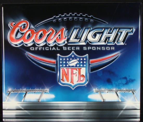 Coors Light Football Logo - Coors Light NFL Logo Metal Tin Football Beer Bar Sign