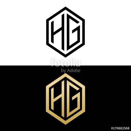 HG Logo - initial letters logo hg black and gold monogram hexagon shape vector