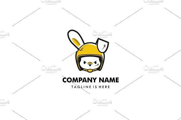 Hare Logo - girl rabbit hare with helmet logo ~ Logo Templates ~ Creative Market
