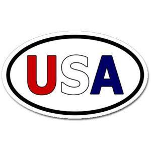 Red White and Blue Oval Logo - USA Red White and Blue - Oval Sticker at Sticker Shoppe
