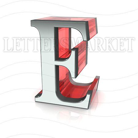 Red White Letter E Logo - LettersMarket - 3D Chromed Letter E isolated on a white background ...