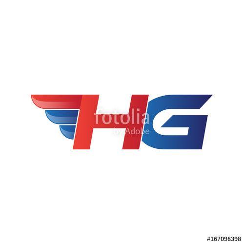 HG Logo - fast initial letter HG logo vector wing Stock image and royalty