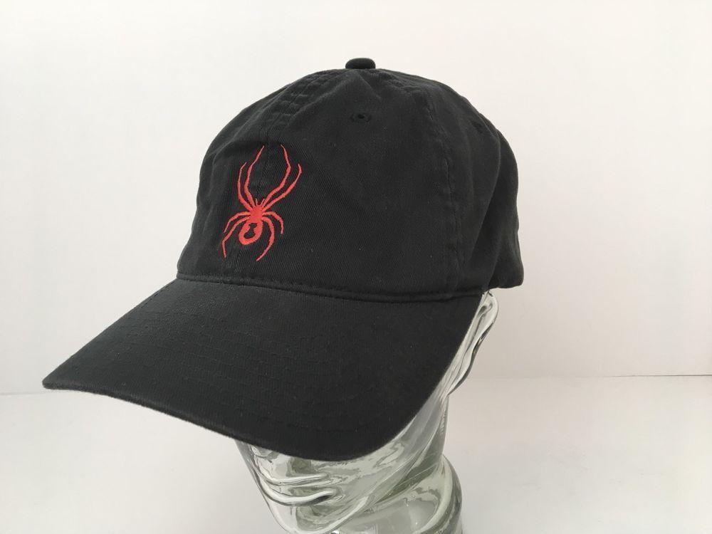 Spider Baseball Logo - Spyder Black Widow Spider Baseball Cap Hat Red Embroidered Logo