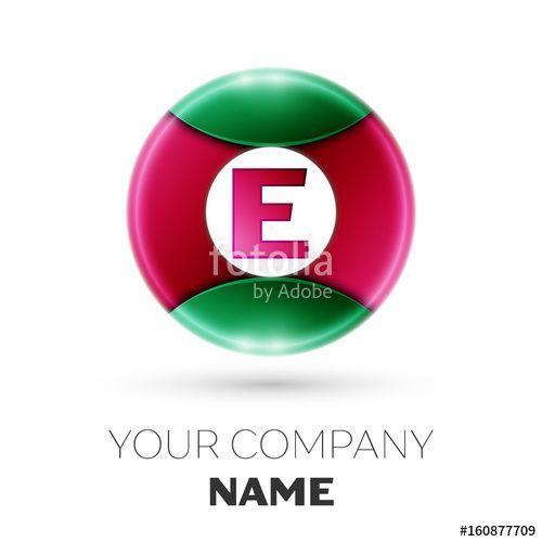 Red White Letter E Logo - Realistic Letter E vector logo symbol in the colorful circle on ...