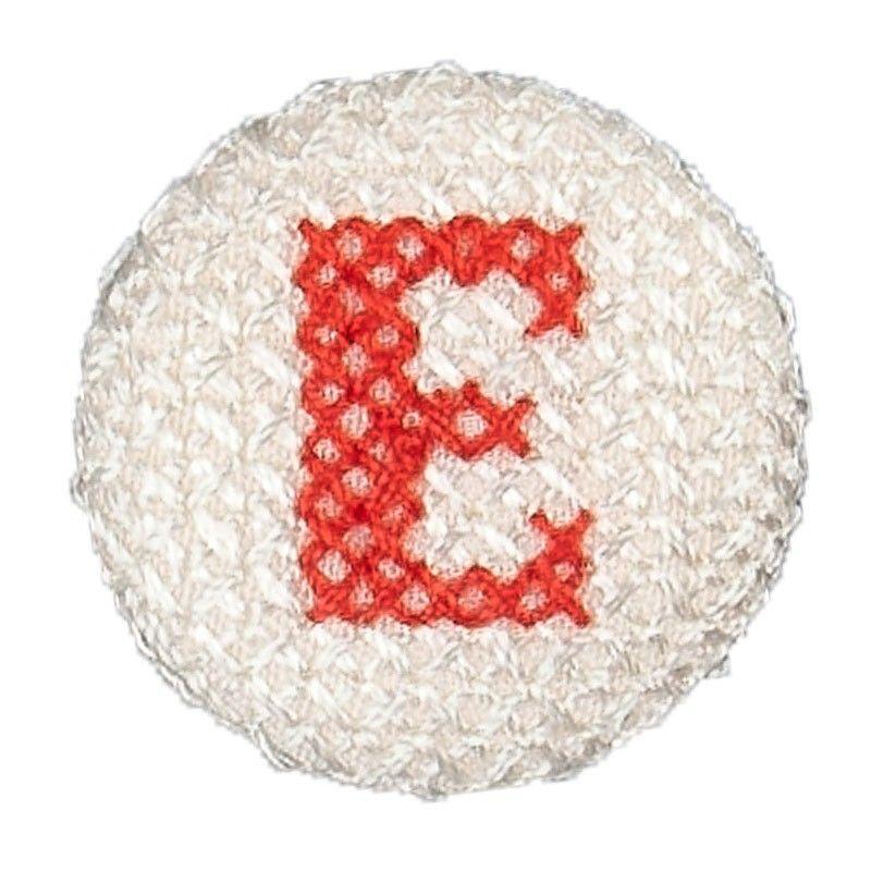 Red White Letter E Logo - Cross Stitch Button Letter E Red White 25mm - Abakhan