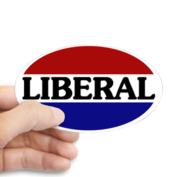 Red White and Blue Oval Logo - Liberal Red White and Blue Oval Decal > Proud Liberal Bumper