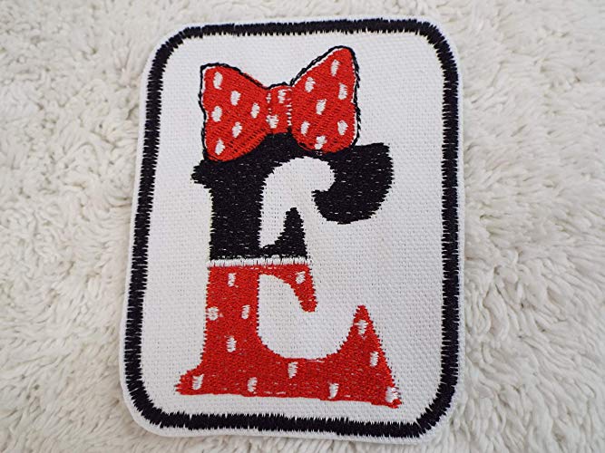 Red White Letter E Logo - Minnie Mouse Red White Polka Dot Bow MONOGRAM Letter E