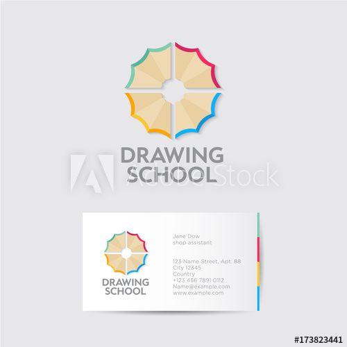 Multi Colored Flower Logo - Drawing school logo and identity. Creativity emblems. Multi colored