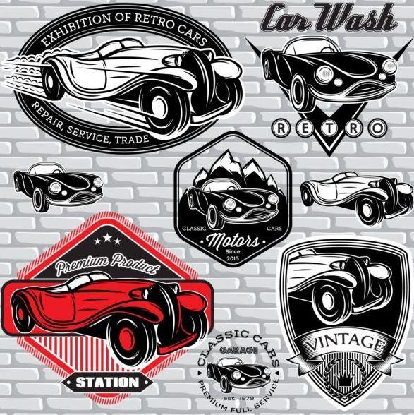 Vintage Auto Sales Logo - Car wash with vintage car logos vector free download