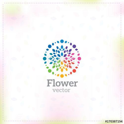 Multi Colored Flower Logo - Bright Flower With Multi Colored Rose Petals Logo. Stock Image