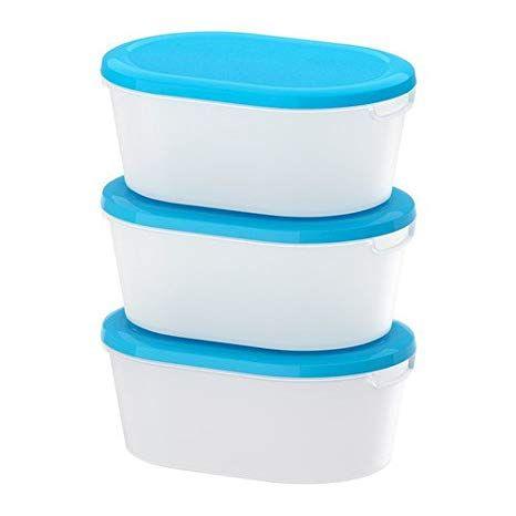 White with Blue Oval Food Logo - Ikea JÄMKA Oval Food container, transparent white, blue: Amazon.in ...