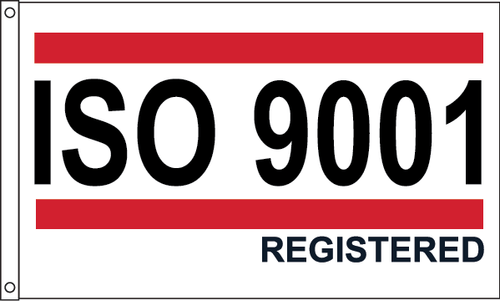 Red White and Blue Oval Logo - ISO 9001 Flag. Red White Blue% Made