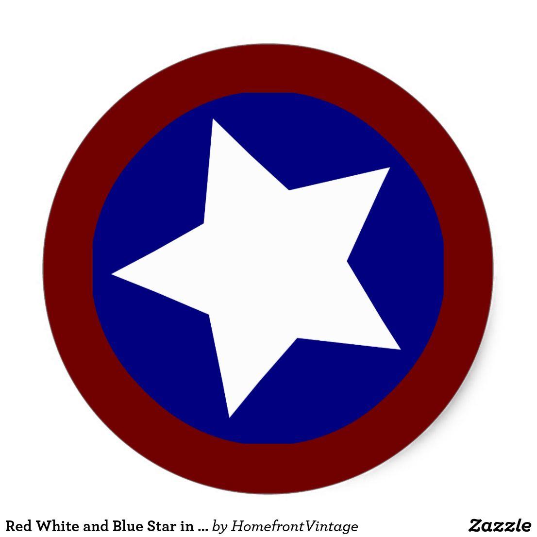 Cool Red White and Blue Star Logo - Red White and Blue Star in Circle Classic Round Sticker | Print on ...