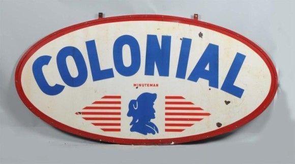 Red White and Blue Oval Logo - Colonial Red White and Blue Oval Porcelain Sign | Antique Porcelain ...