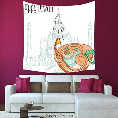 Palace Home Decor Logo - House Decor Square Tapestry-Diwali Decor Abstract Palace Taj Mahal ...